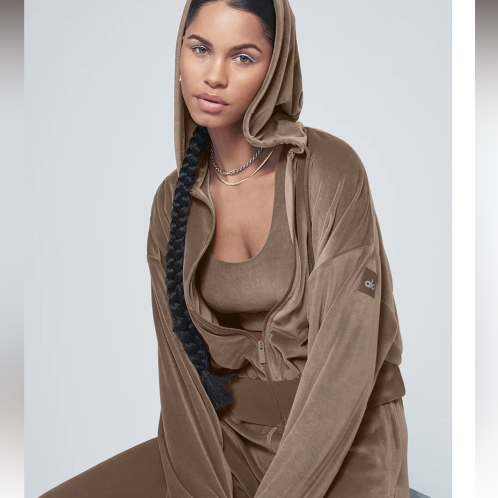 ALO Yoga Velour Glimmer Full Zip Hoodie